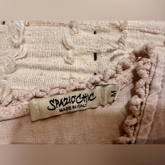 SPAZIOCHIC Italy 100% Linen Sleeveless Tank Top M Ruffle Embroidery Cutouts - Picture 3 of 8